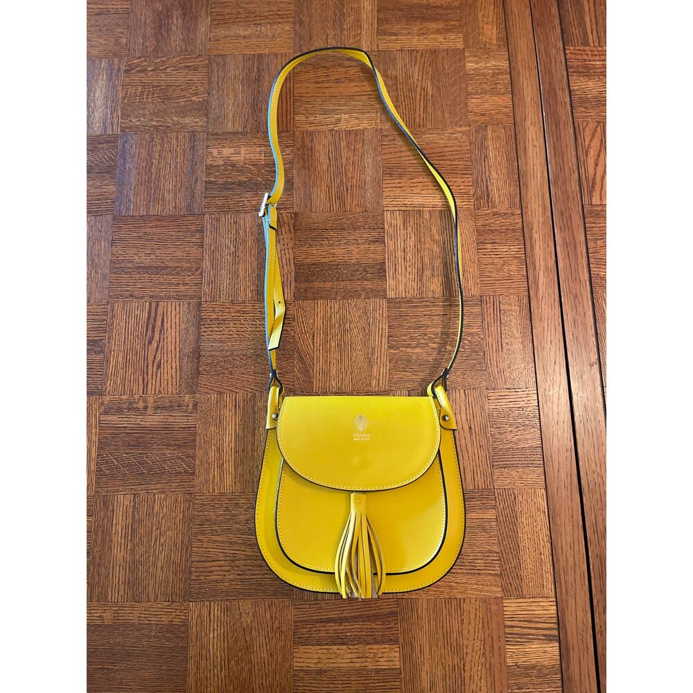 Florence Italian made leather saddle, bag, yellow